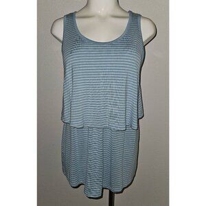 Time & Tru Blue White Striped Maternity Tank Top Small 4-6 Tiered
